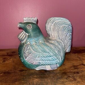 Art Rooster Sculpture Chicken Carving Farm House Country